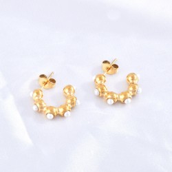 1 Par Estilo Simple Estilo Clásico Estrella Cielo Estrellado Fuego Embutido Acero inoxidable 304 Perla chapados en oro de 18k Pe