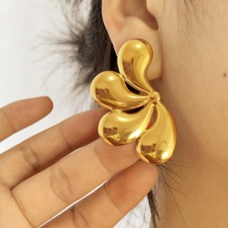 1 Par Estilo IG Estilo Simple Geométrico Acero inoxidable 304 chapados en oro de 18k Pendientes