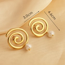 1 Par Elegante Vacaciones espiral Pulido Acero inoxidable 304 chapados en oro de 18k Pendientes De Gota