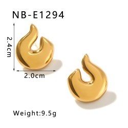 1 Par Casual Estilo Simple Estilo Clásico Forma De U Letra Enchapado Acero inoxidable 304 chapados en oro de 18k Pendientes