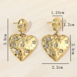 1 Par Estilo IG Dulce Forma De Corazón Embutido Acero inoxidable 304 Circón Pendientes De Gota