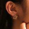 1 Par Casual Estilo Simple Curva Flor Enchapado Acero inoxidable 304 chapados en oro de 18k Pendientes