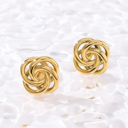 1 Par Casual Estilo Simple Curva Flor Enchapado Acero inoxidable 304 chapados en oro de 18k Pendientes