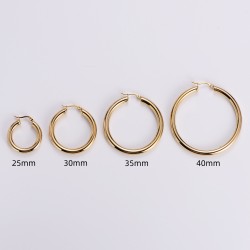 1 Par Estilo Simple Viajar Diariamente Circulo Enchapado Acero inoxidable 304 chapados en oro de 18k Aretes