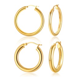 1 Par Estilo Simple Viajar Diariamente Circulo Enchapado Acero inoxidable 304 chapados en oro de 18k Aretes