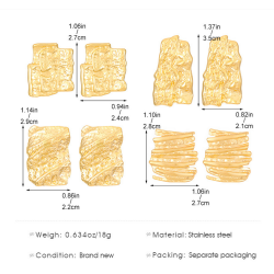 1 Par Básico Estilo moderno Estilo Clásico Geométrico Enchapado Plisado Acero Titanio Pendientes