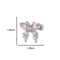 1 Pieza Casual Estilo Clásico Estilo coreano Mariposa Embutido Cobre Circón Pendientes