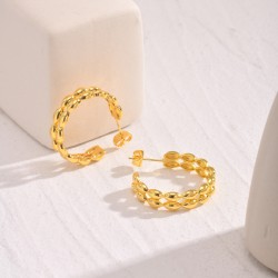 1 Par Elegante Estilo Simple Forma De C Cobre Pendientes