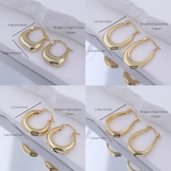 1 Par Estilo moderno Estilo Simple Estilo Clásico Forma De U Color Sólido Enchapado Cobre chapados en oro de 18k Aretes