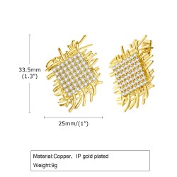 1 Par Elegante Estilo Simple Geométrico Cobre Circón Pendientes