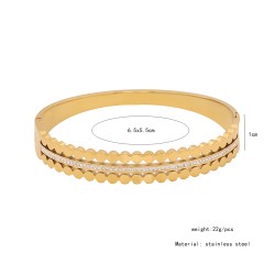 Estilo Clásico Oval Acero inoxidable 304 chapados en oro de 18k Circón Al Mayoreo