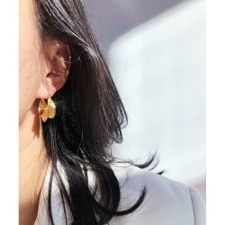 1 Par Básico Estilo moderno Estilo Clásico Forma De U Color Sólido Latón Chapado En Oro De 24 Quilates. Aretes