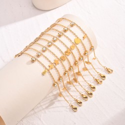 Elegante Estilo Simple Cruzar Acero Inoxidable 201 chapados en oro de 18k Circón Pulsera Al Mayoreo