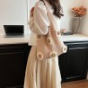 Mujeres Medio Tejer Flor Lindo Estilo Clásico Hilo De Coser Balde Abierto Bolsas De Hombro