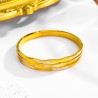 Lindo Estilo Simple Estilo Romano Junta de Bambú Color Sólido Acero inoxidable 304 chapados en oro de 18k Circón Brazalete Al Ma