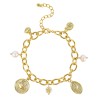 Cobre Chapado En Oro Perla Concha Cangrejo Pulsera