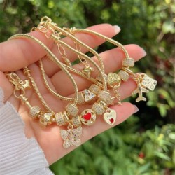 Cobre chapados en oro de 18k Enchapado Letra Forma De Corazón Pulsera