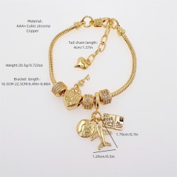 Cobre chapados en oro de 18k Enchapado Letra Forma De Corazón Pulsera