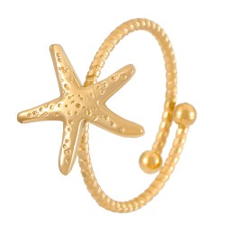 Joyería Al Por Mayor Estilo marino Estilo Simple Estrella De Mar Cangrejo Cascarón Acero Titanio chapados en oro de 18k Anillos 