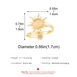 Cobre Enchapado Embutido Sol Circón Anillos abiertos