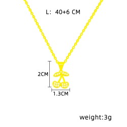 Acero inoxidable 304 Cobre Embutido Cereza Circón Collar Colgante