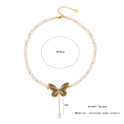 Joyería Al Por Mayor Elegante Estilo Simple Mariposa Acero inoxidable 304 chapados en oro de 18k Pulsera Collar