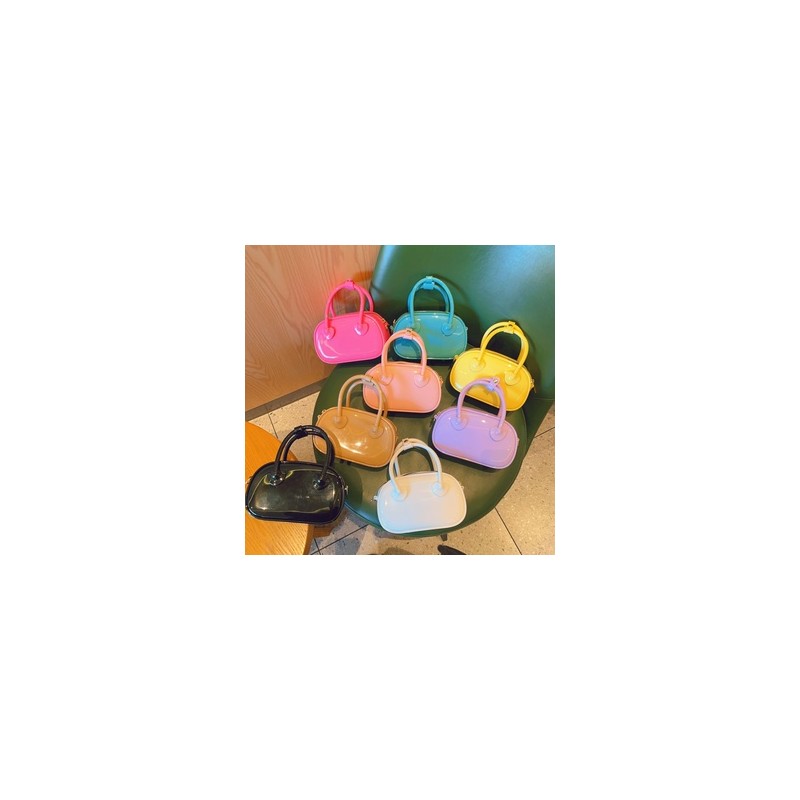 Mujeres Pequeña PVC Color Sólido Elegante Oval Cremallera Bolso