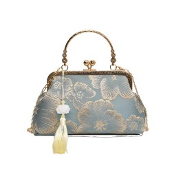 Blanco Verde Azul seda Flor forma de bola de masa hervida Bolsos de noche